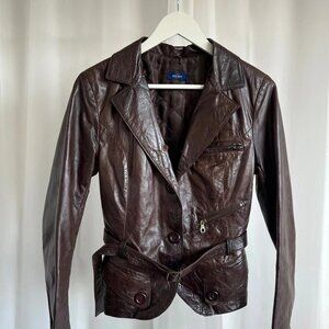 Vintage Y2K 90s genuine leather blazer jacket